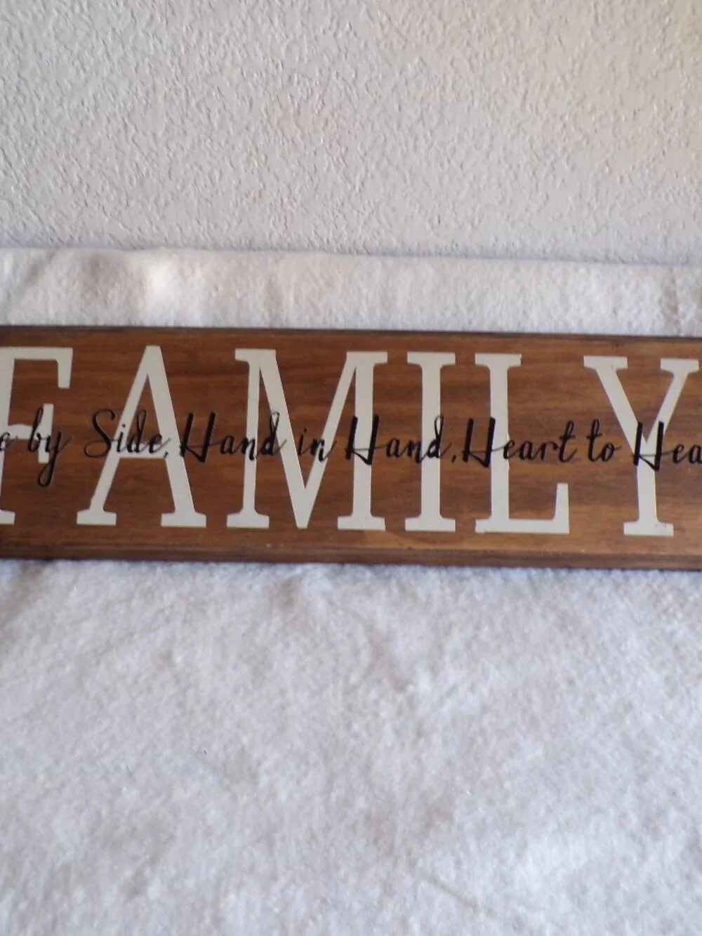 Wooden FAMILY Plaque Side by Side, Hand in Hand, Heart to Heart